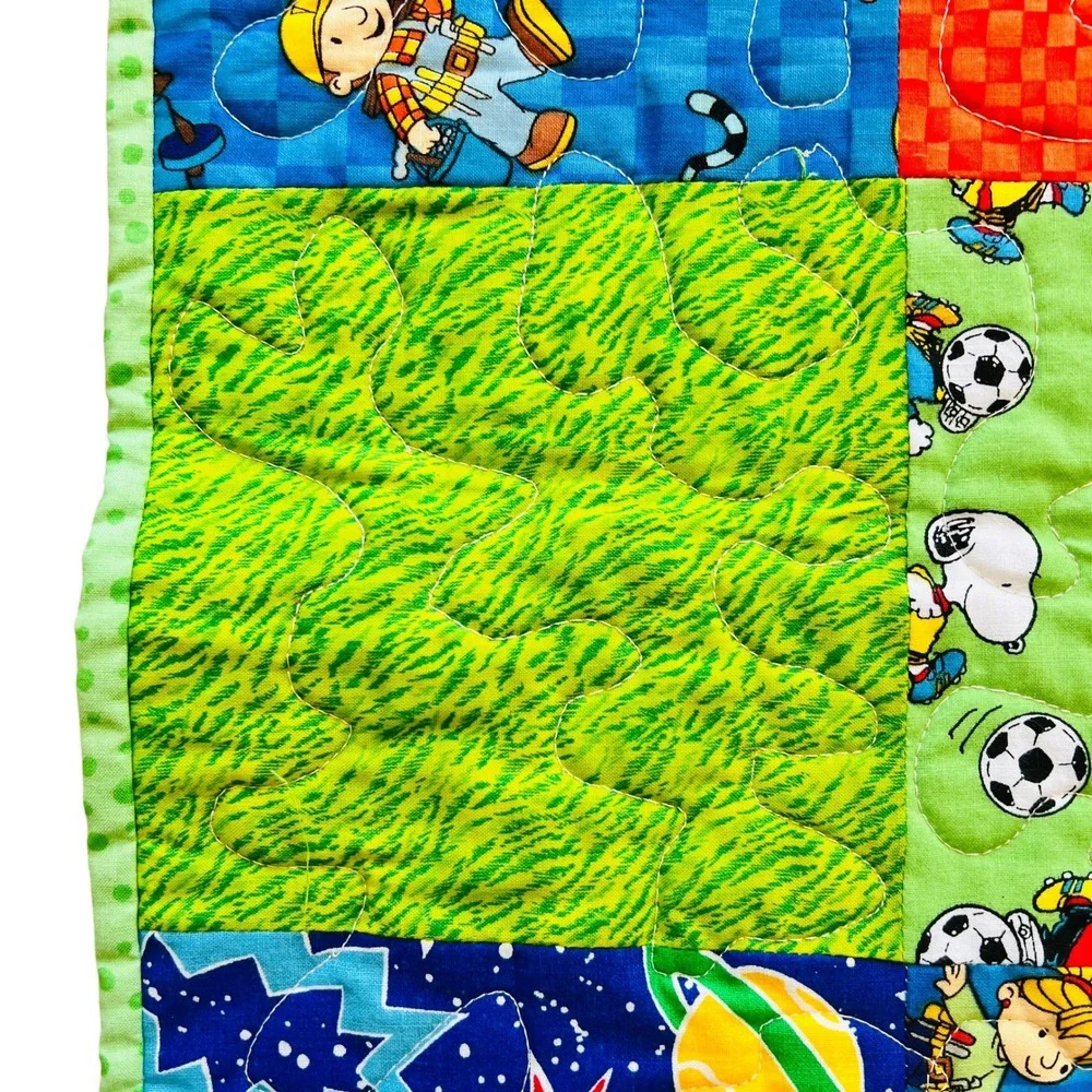Handmade Patchwork Baby Quilt Snoopy Bob‎ Builder Dinosaur Space Blanket Novelty